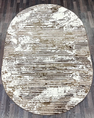 Ковер турецкий D071A Bojnord (PP Heatset Высокоплотный, бежевый) овальный