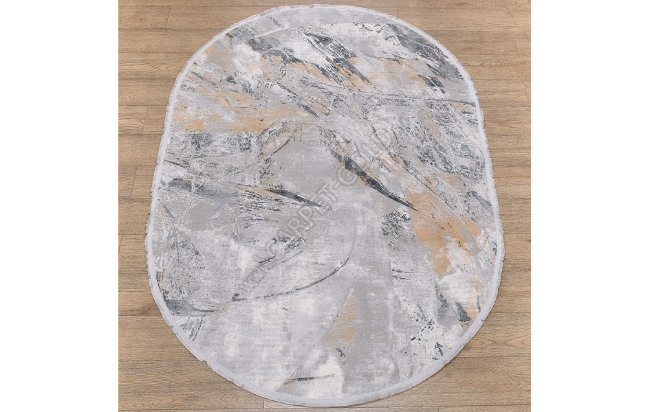 Ковер из вискозы ДИЗАЙН A523A ЦВЕТ GRAY / CREAM овал